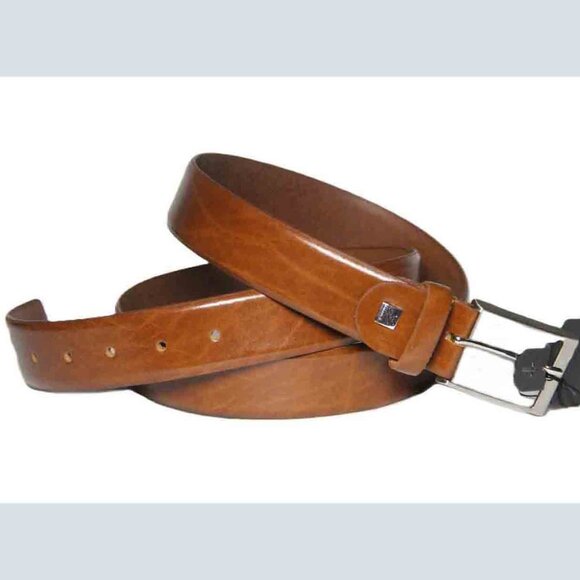 LINDENMANN Germany Leather Dress Belt Cognac Men's' Size 46 FITS 42 - Picture 1 of 2